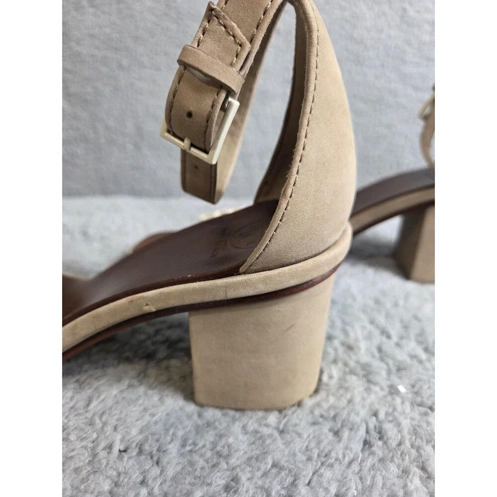 Tory Burch Gabrielle Block Heel Sandals Womens 9M Fumo Tan Suede Ankle Strap COA